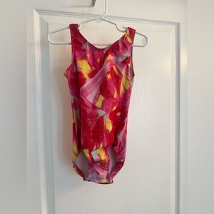 Bright Pink Multicolor Girls gymnastics Leotard - Small